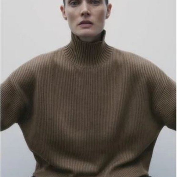 Zara taupe oversized ribbed sweater, NWOT, S - Picture 1 of 16